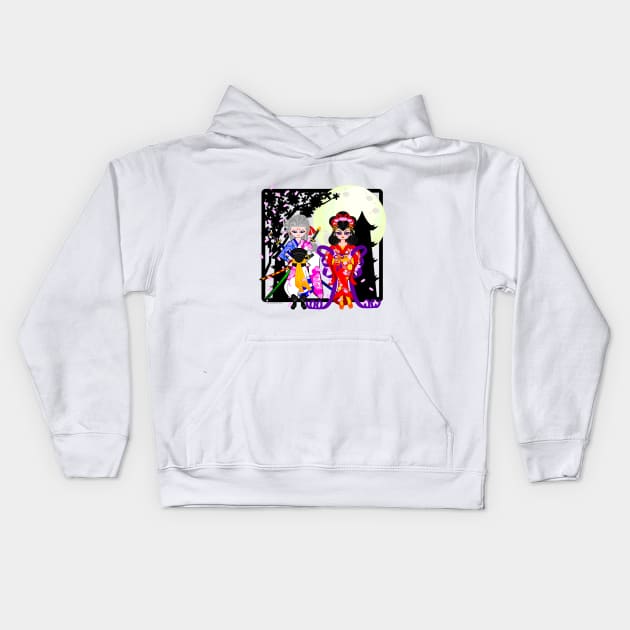 SAKURA MOON Kids Hoodie by cholesterolmind